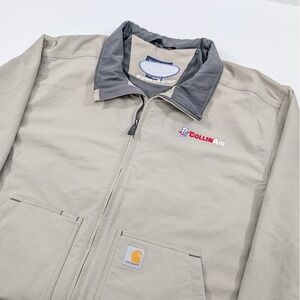 Carhartt Super Dux Soft Shell Jacket Mens XL Beige Rain Defender Workwear Logos